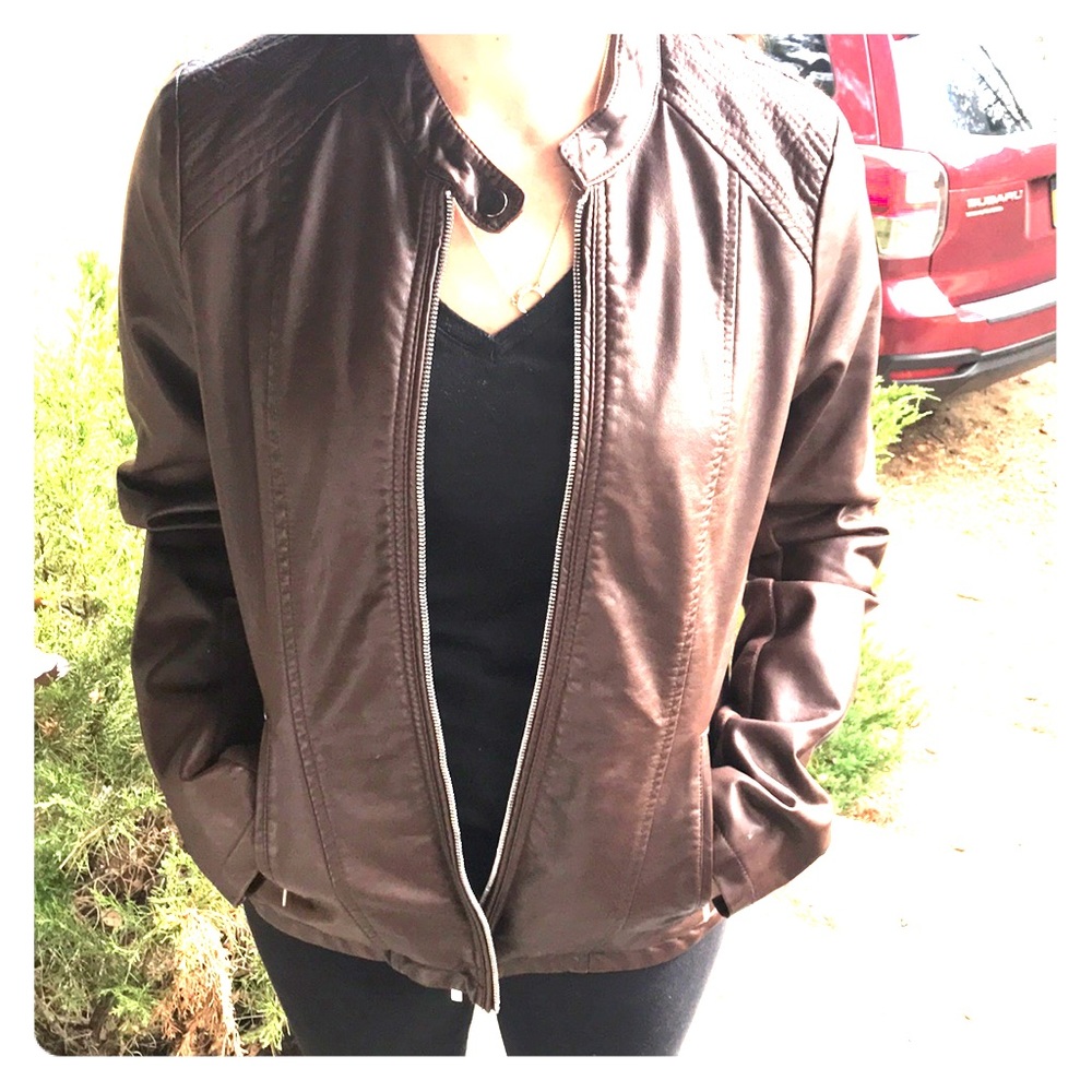 Faux leather brown jacket. Never worn!